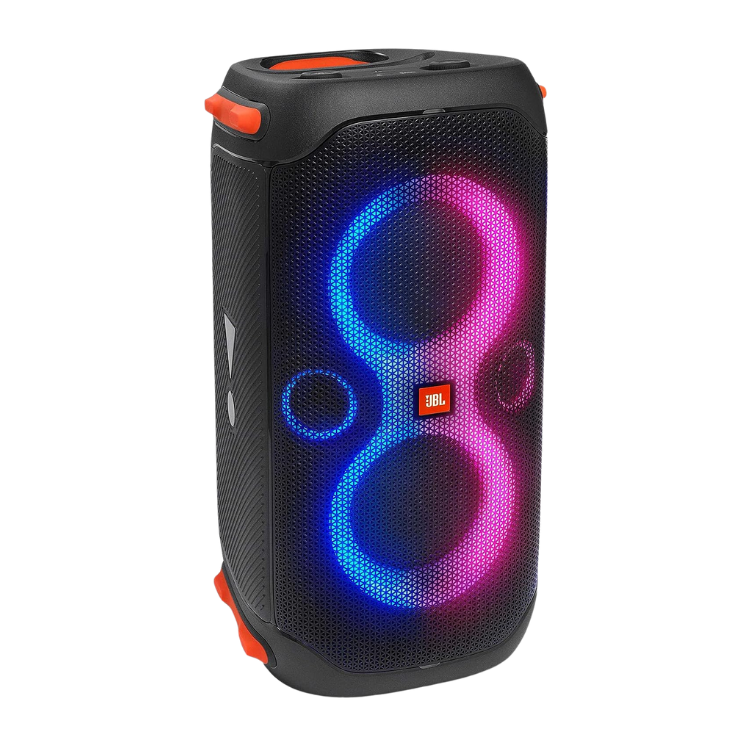 JBL Partybox 110 Portable Party Speaker, 160W Powerful Sound, Built-In Lights, Splashproof, Adjustable Bass, Immersive Audiovisual, 12H Battery, Mic/Guitar Input, USB Stream - Black