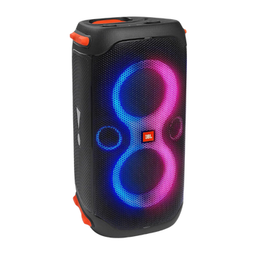 JBL Partybox 110 Portable Party Speaker, 160W Powerful Sound, Built-In Lights, Splashproof, Adjustable Bass, Immersive Audiovisual, 12H Battery, Mic/Guitar Input, USB Stream - Black