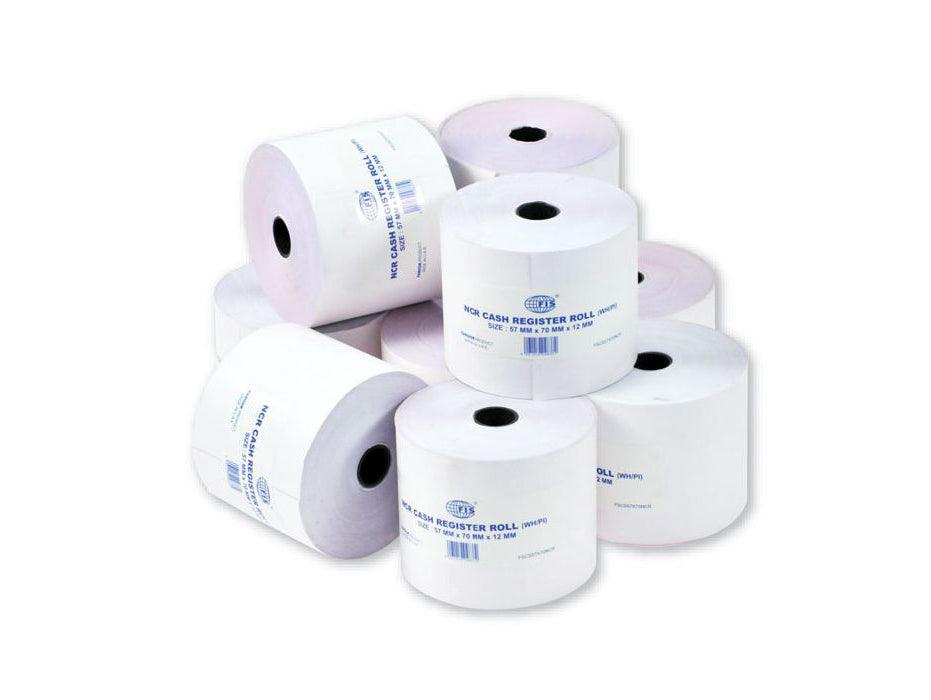 Cash Roll, 57 x 70 mm x 0.5", 2 Ply, 10Pcs-Pack, NCR (FSCS57X70NCR)